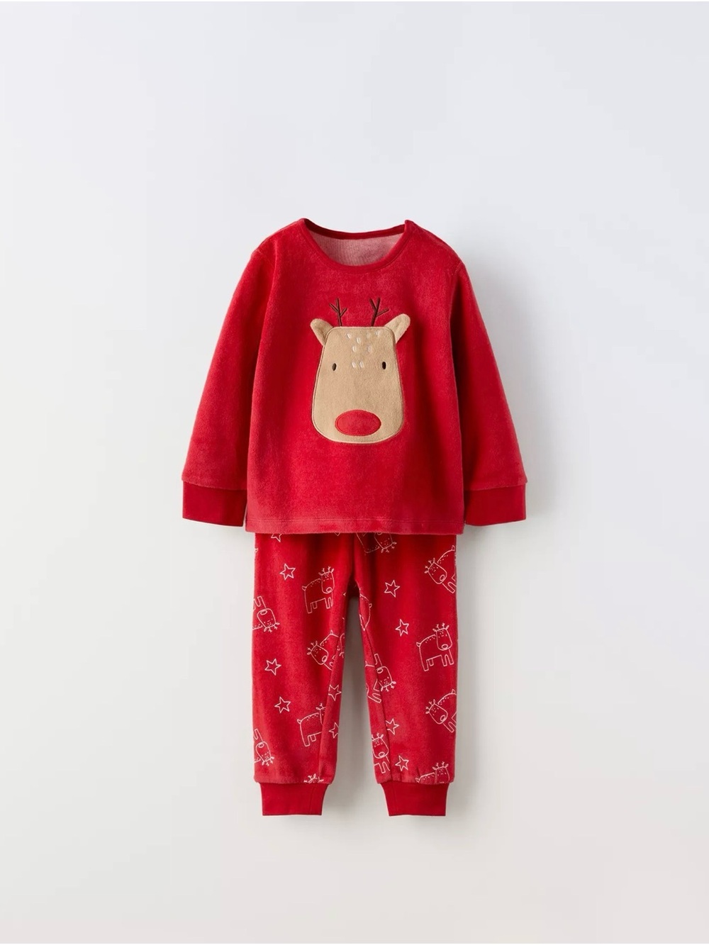 Zara Red Reindeer Fleece Pajama Set